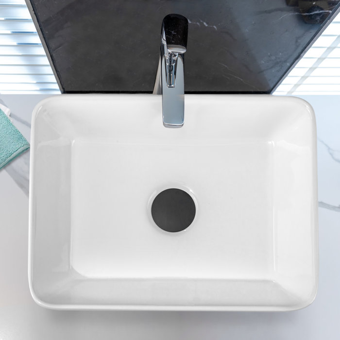KGAR 16''x12'' Marbling Ceramic Rectangular Vessel Bathroom Sink without Overflow Wayfair